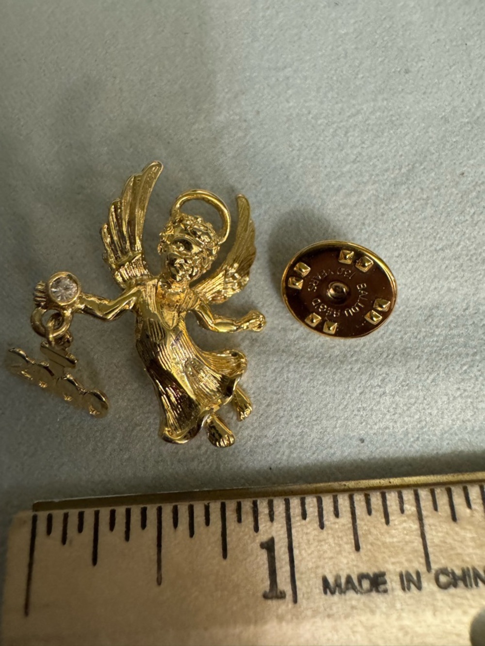 Ballou Reg’d 150 years Gold Angel Pin Charm with 2000